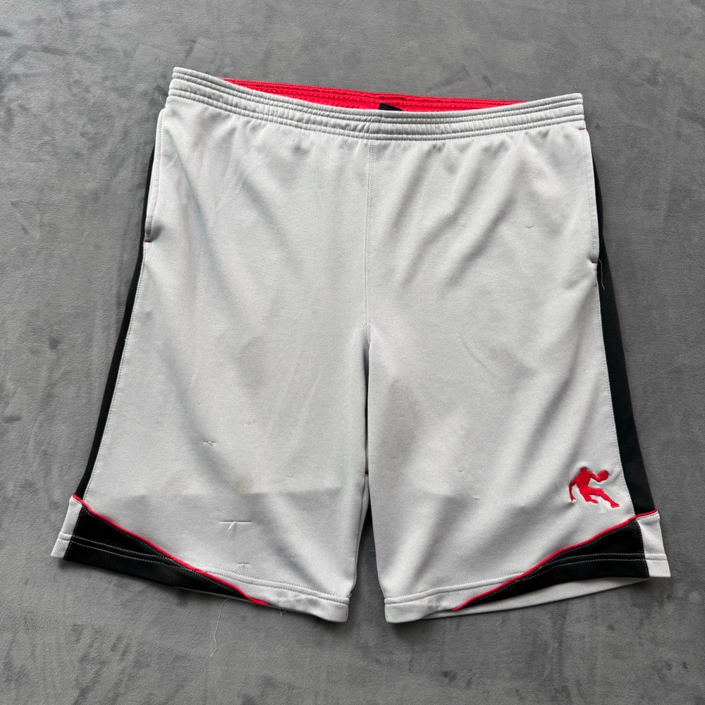 AND1 Boys Basketball Shorts Gray Black Red Mesh Size XXL 18/20 Athletic Gym